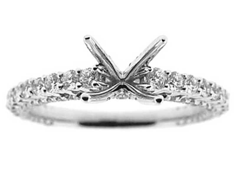 3 Sided Prong and Micro Prong Set Diamond Semi Mount Engagement Ring Setting