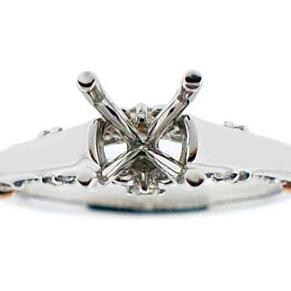 Solitaire Look with Rose Gold Accents and Side Design Semi Mount Engagement Ring