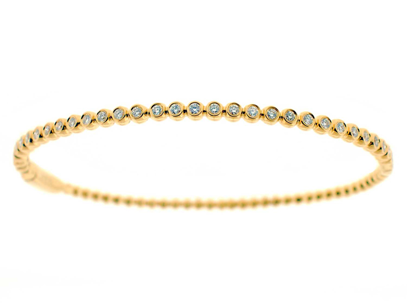 Bezel Set Bangle with Round Diamonds in 18k Yellow Gold