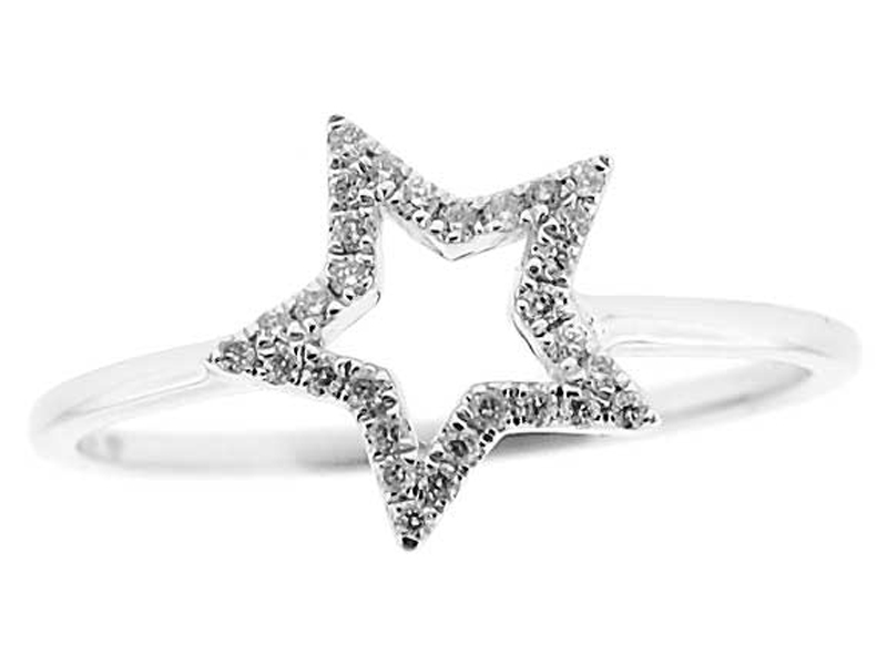 Right Hand Fashion Ring with a Star Design of Diamonds Set in 18k White Gold