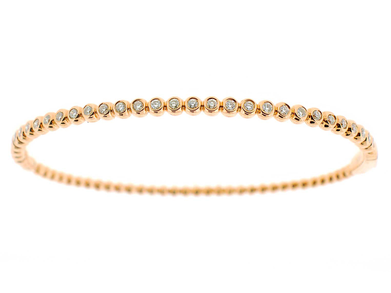 Bezel Set Bangle with Round Diamonds in 18k Rose Gold