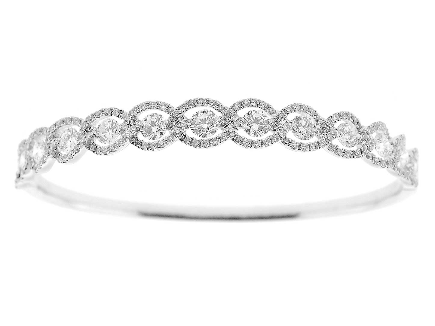 Diamond Bangle with Braided Design in 18k White Gold