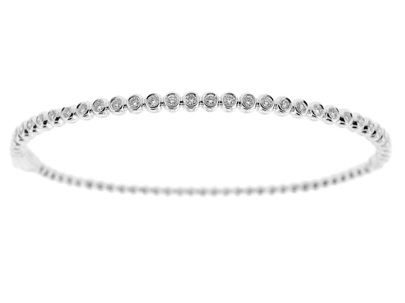 Bezel Set Bangle with Round Diamonds in 18k White Gold