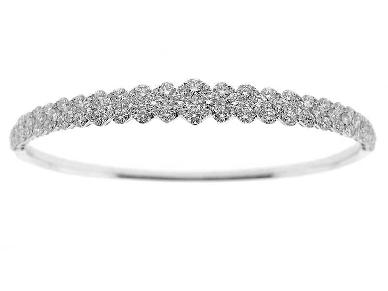 Diamond Bangle with Diamond Shape Designs in 18k White Gold