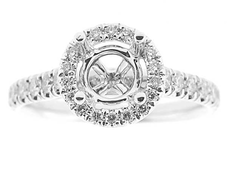 Halo Round Picture Frame Diamond Semi Mount Engagment Ring Setting