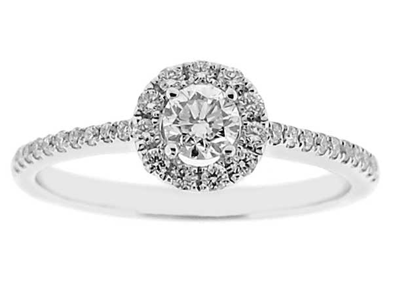 Halo Round Thin Shank Diamond Engagment Ring Setting
