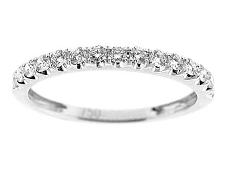Single Row Micro-Prong Set Band with Round Diamonds in 18k White Gold
