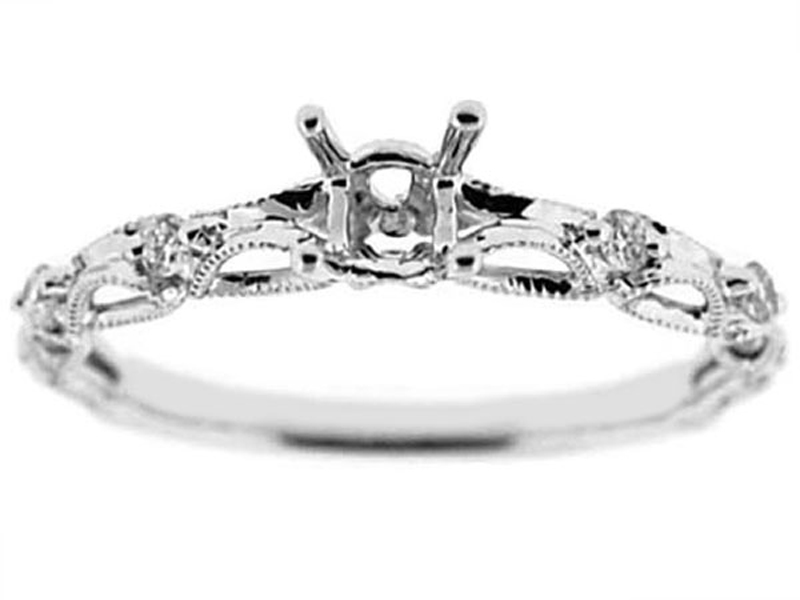 Delicate Look Open Design Diamond Semi Mount Engagement Ring