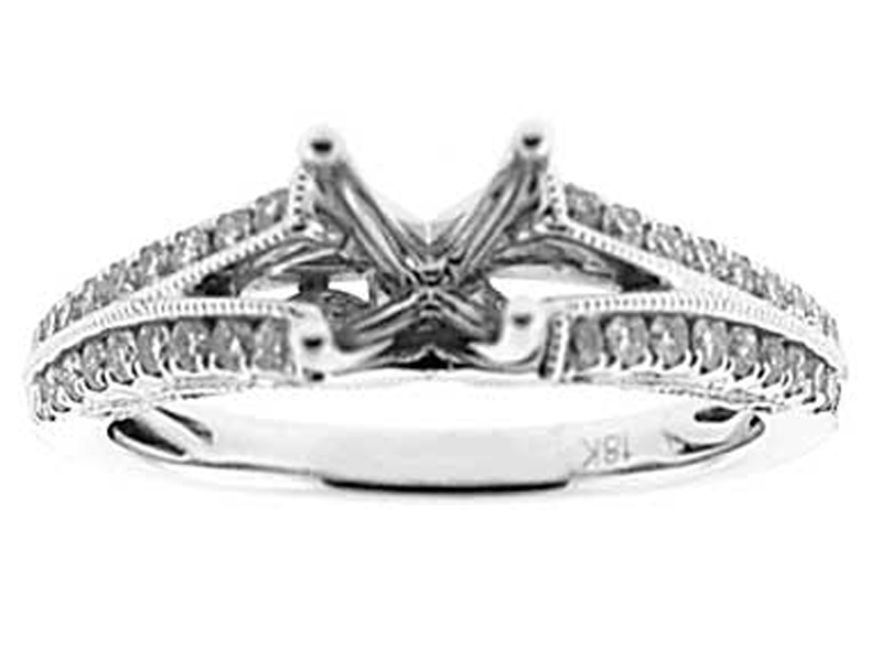 Split Shank Diamonds with Miligrain and Bow Design Sides Semi Mount Engagement Ring