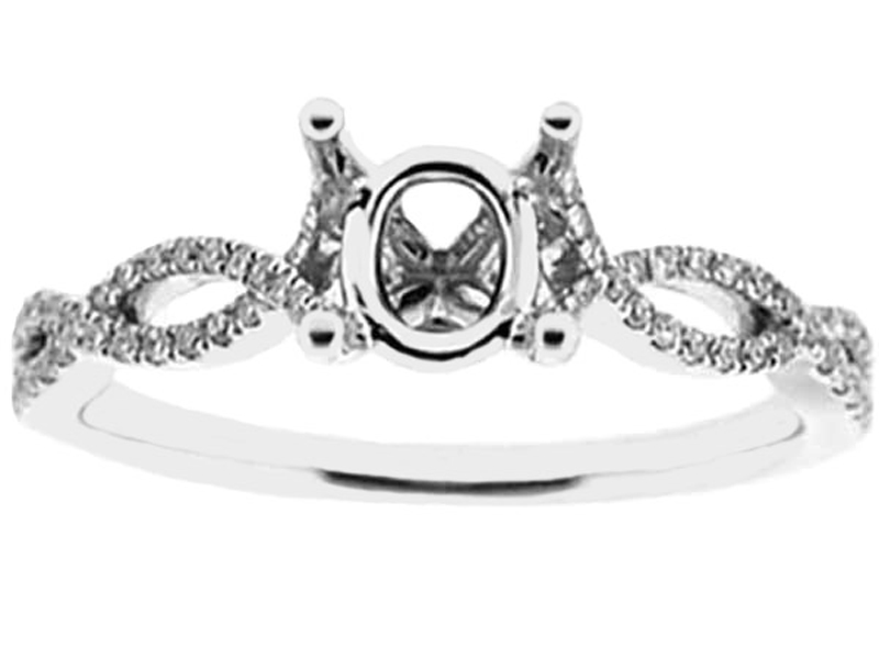 Twist Twirl Semi Mount Engagement Ring 18kt White Gold