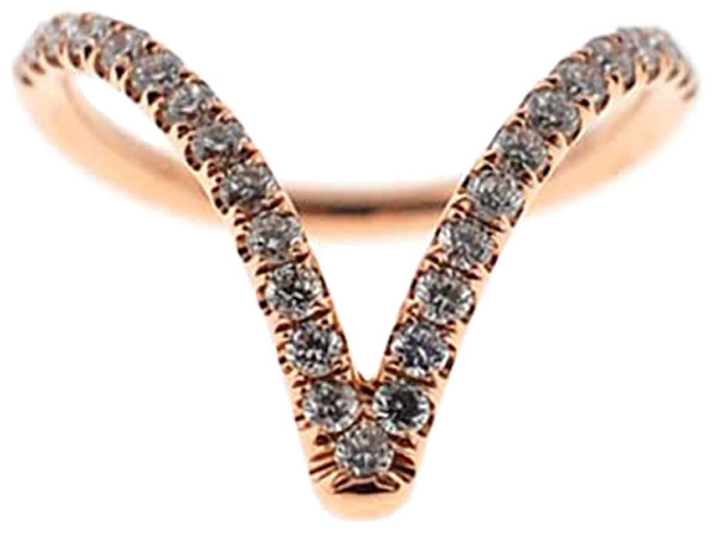 Statement V Shape Ring with Diamonds in 18k Rose Gold