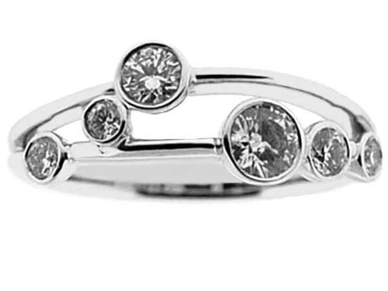 Split Shank Bezel Set Right Hand Fashion Ring with Diamonds in 18K White Gold