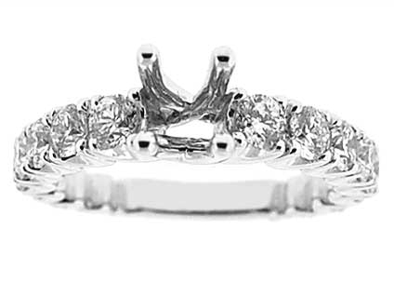 Single Row Eternity With Sizing Bar 1.77ct Semi Mount Engagement Ring 18kt White Gold