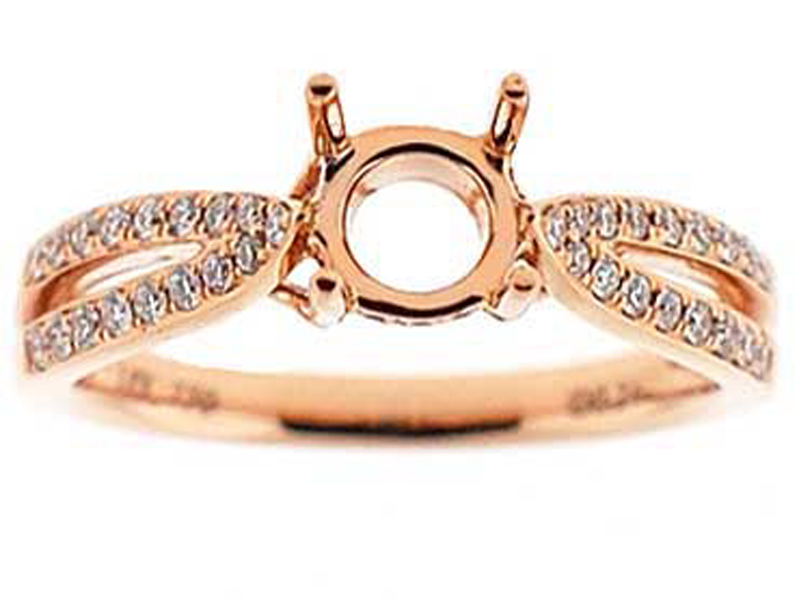 Split Shank Diamond Semi Mount Engagement Ring 18kt Rose Gold