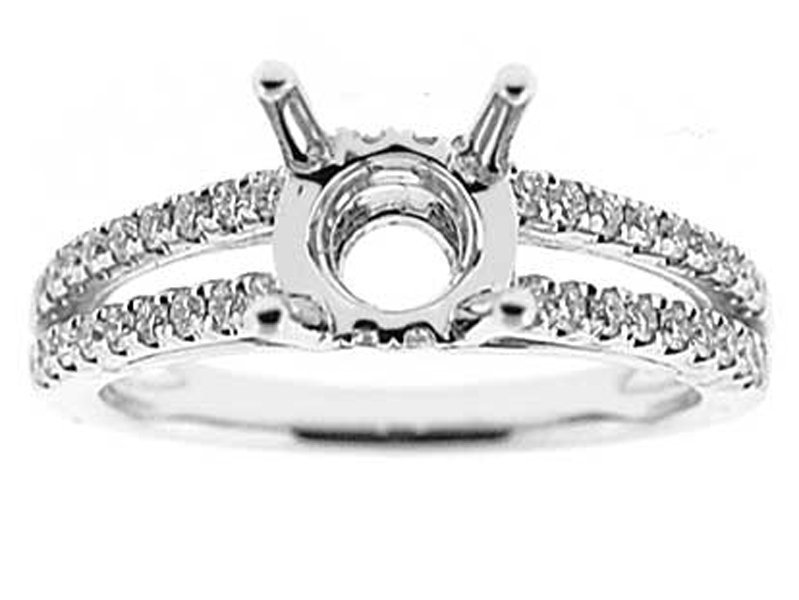 Split Shank Diamond Semi Mount Engagement Ring 18kt White Gold