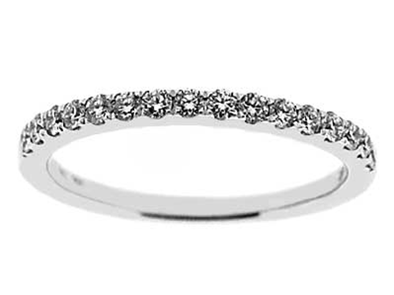 Single Row Micro-Prong Set Band with Round Diamonds in 18k White Gold