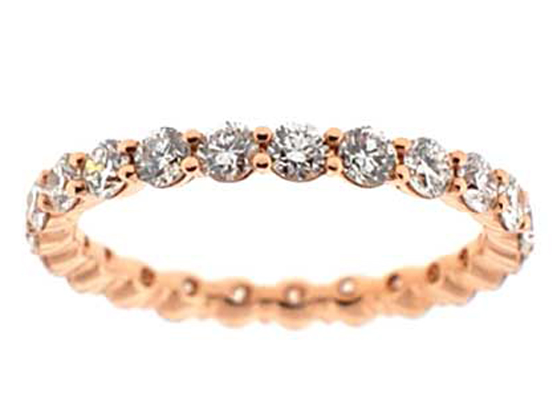 Eternity Band with Prong Set Round Diamonds in 18k Rose Gold