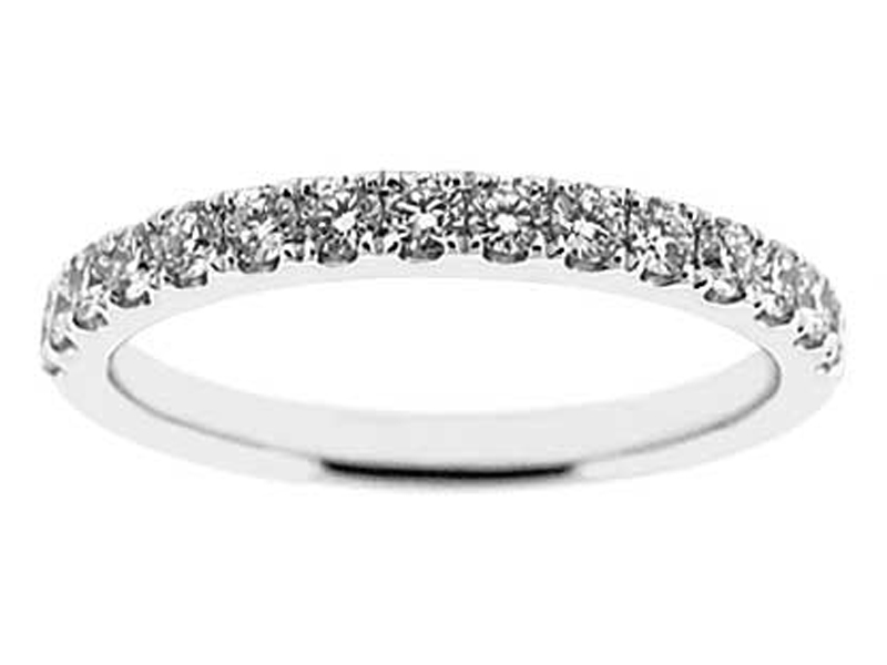 Single Row Micro-Pavé Set Band with Round Diamonds in 18k White Gold