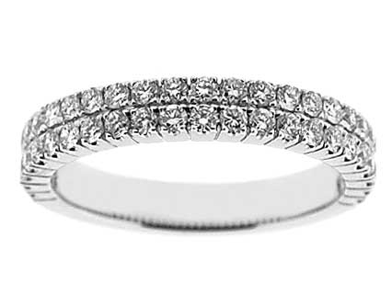 Double Row Band with Micro-Prong Set Round Diamonds in 18k White Gold