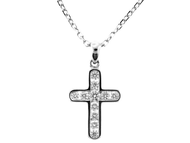 Cross Pendant with Channel Set Diamonds in 18k White Gold