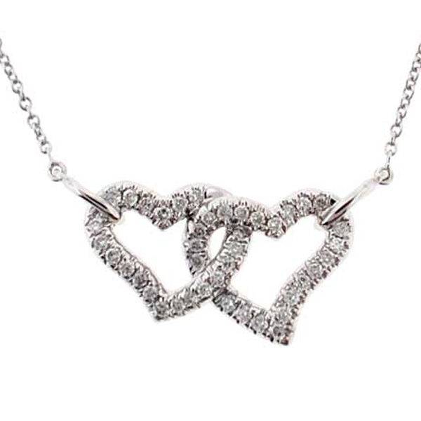 Interconnected Hearts Necklace with Diamonds Set in 18k White Gold