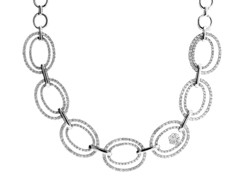 Double Ovals Fancy Diamond Necklace