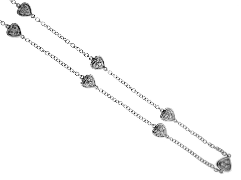 Heart Design Diamond Cluster Chain Necklace