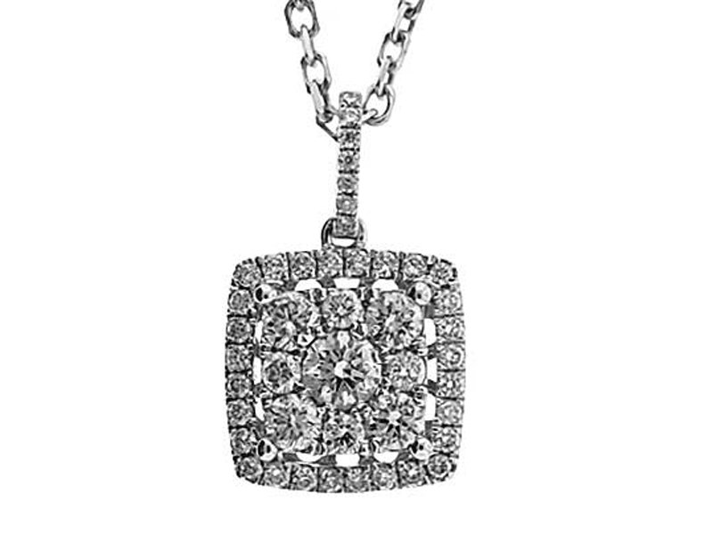 Square Cluster Pendant with Diamond Bar Bail