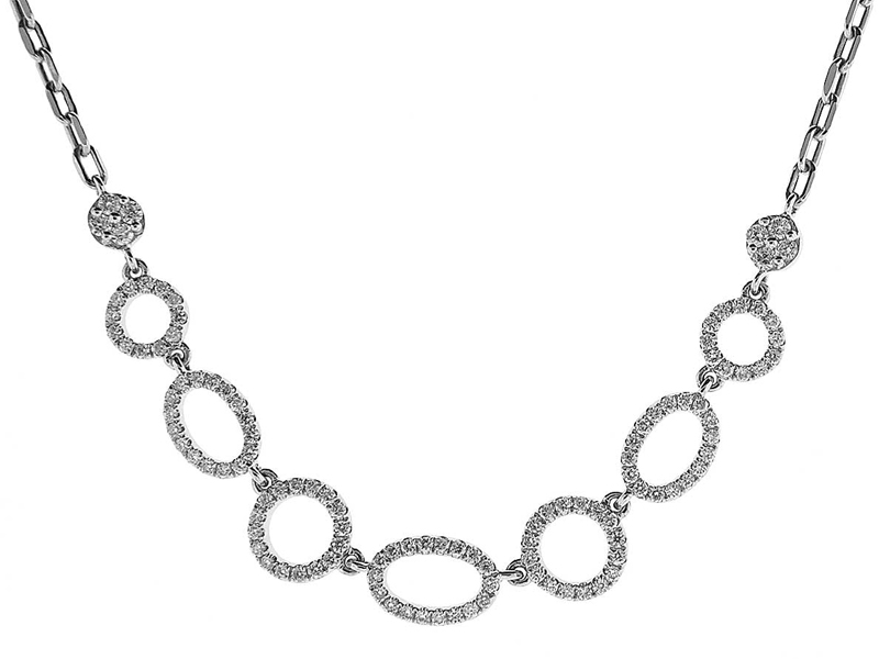 Circles and Oblong Rings of Diamonds Necklace