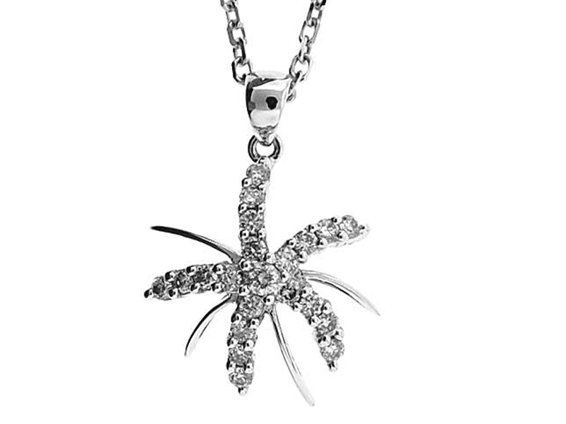 Starfish Pendant with Prong Set Diamonds in 18k White Gold
