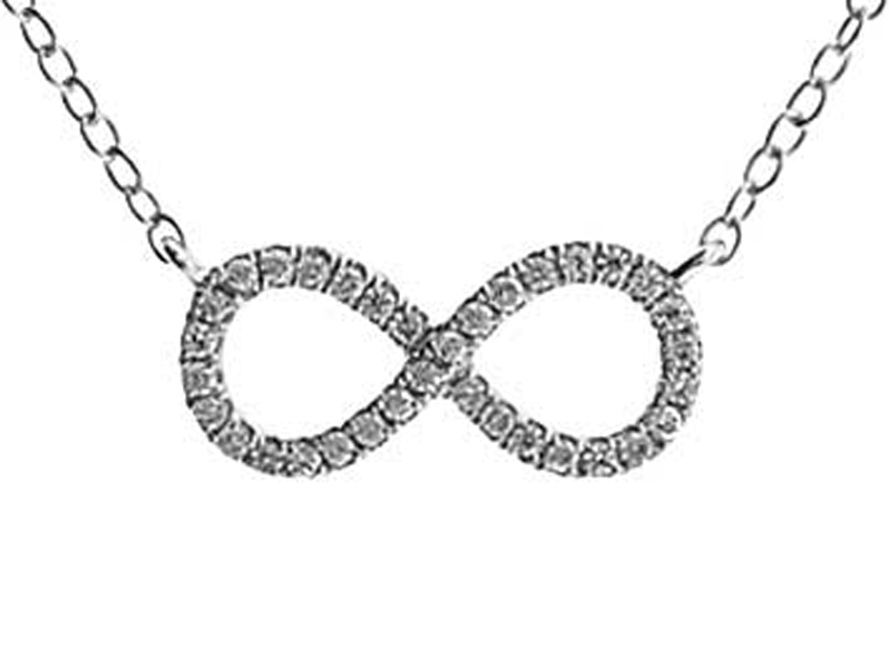 Infinity Necklace with Micro Pavé Set Diamonds in 18k White Gold