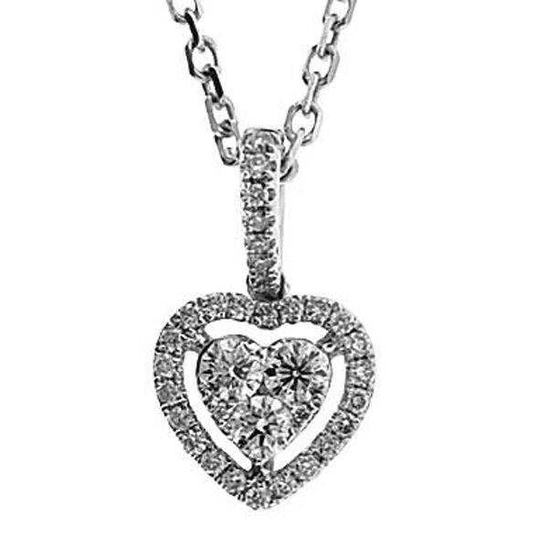 Halo Style Heart Pendant with Diamonds Set in 18k White Gold