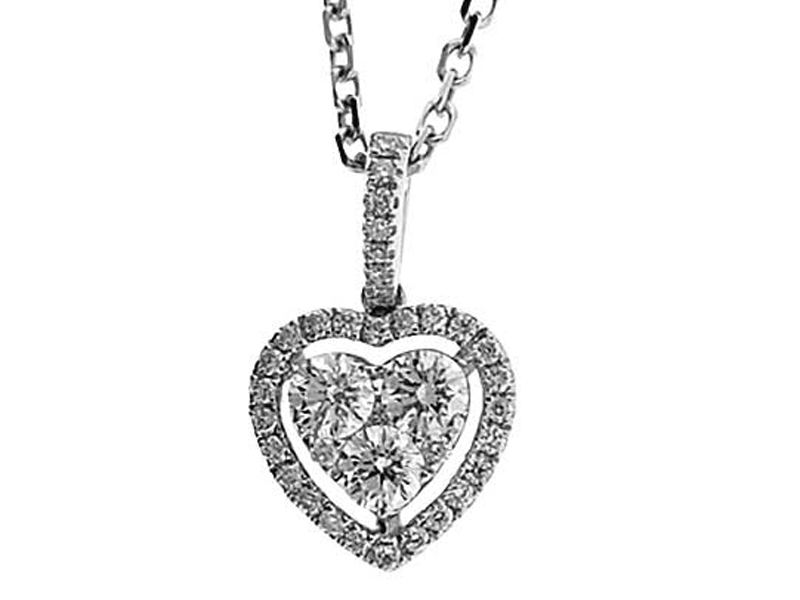 Halo Style Heart Pendant with Diamonds Set in 18k White Gold