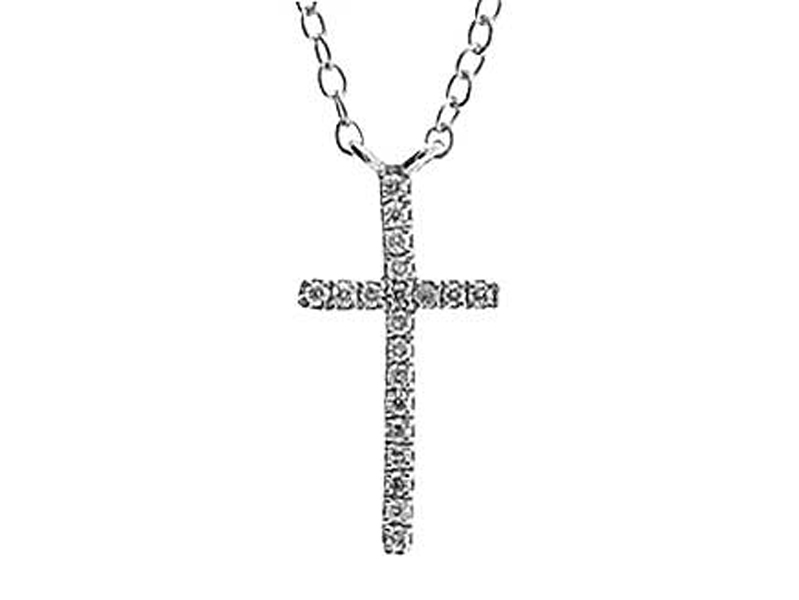Cross Pendant with Diamonds in 18k White Gold
