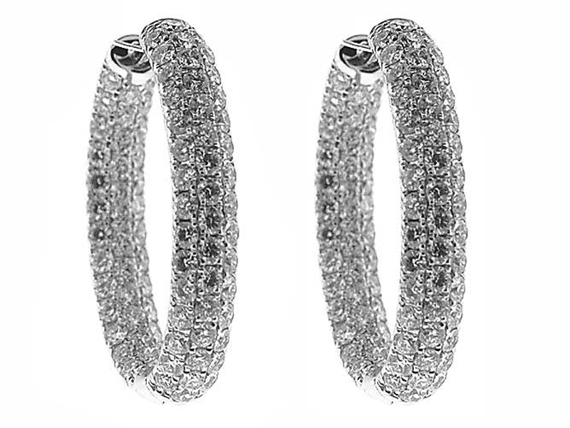 Inside Out Hoop Earrings with Pavé Set Diamonds in 18k White Gold