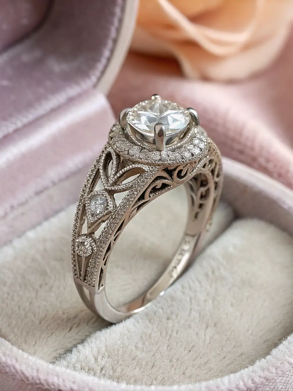 A lifestyle image featuring a woman wearing a ROMANCING THE STONES engagement ring, highlighting the joy and emotion associated with the brand's jewelry.